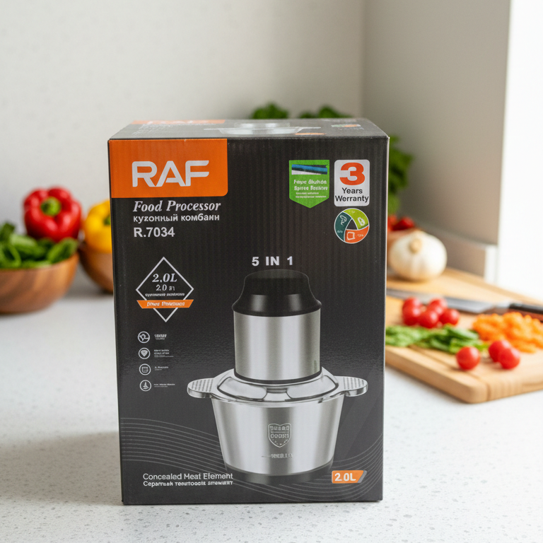 RAF Electric Meat Chopper 800W 2L Stainless Steel Bowl Food Processor For Meat And Vegetables - Image 4