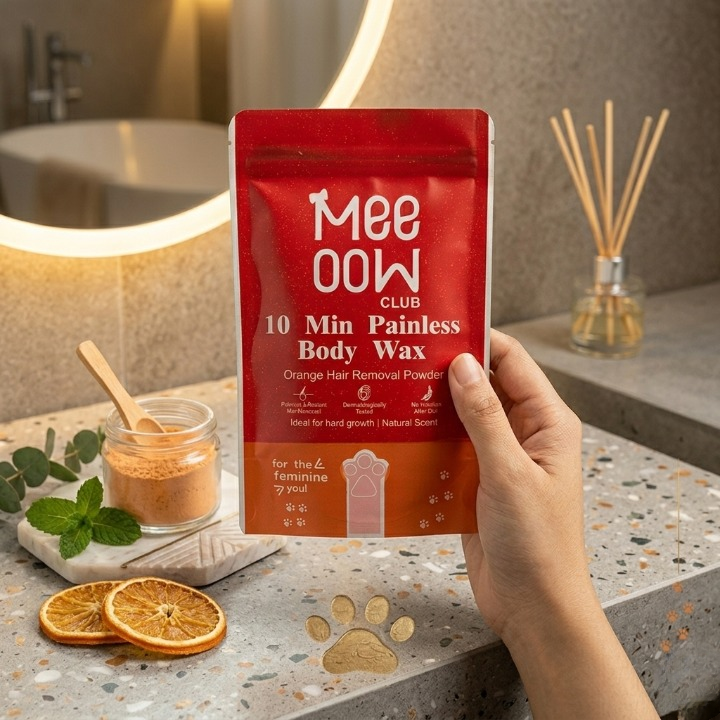 Meow Club 10 Min Painless Body Wax Powder - Orange Organic Hair Removal for Women - Natural & Smooth Skin Solution - Image 3
