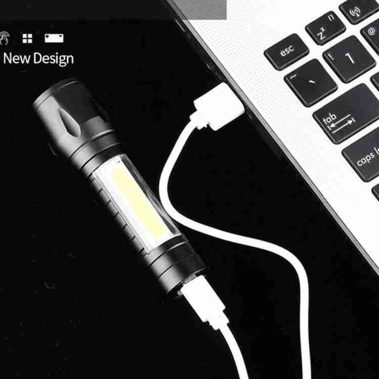 Portable LED Flashlight Mini Rechargeable Torch with Side Light | Plastic Body - Image 3