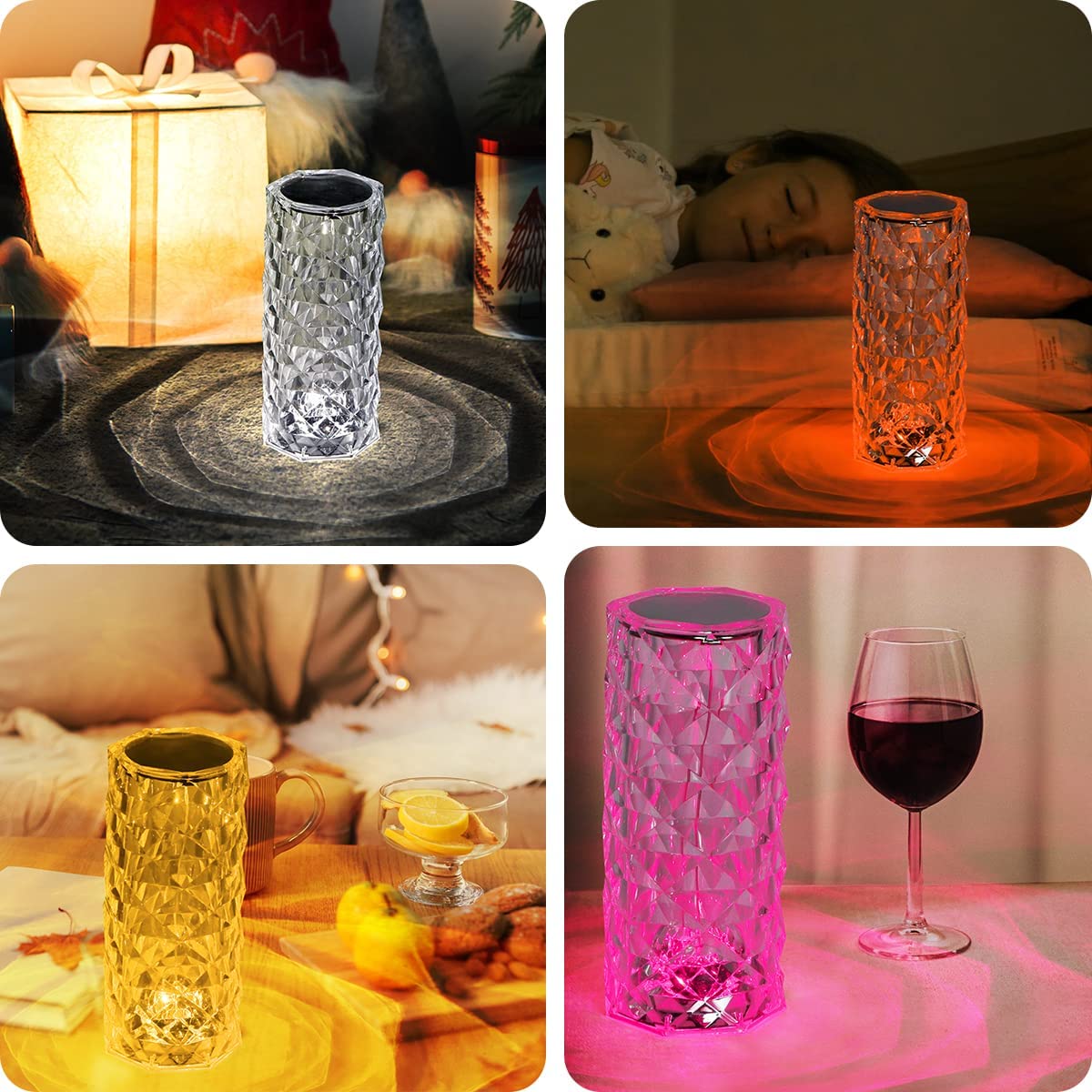 Crystal Rose Diamond Lamp 16 Colors Changing LED Touch Lamp with Remote & USB Charging - Image 3
