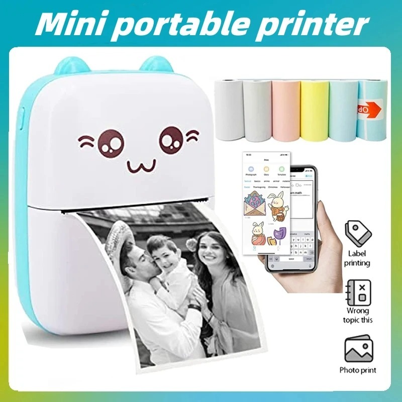 Mini Portable Thermal Printer | Wireless Bluetooth Pocket Photo Printer | 1 Paper Roll Included | Random Colour - Image 3