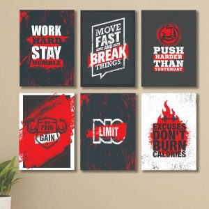 6 PC Wall Decor Cardboard Phototiles With Double Tape For Back Sticking Red And White Motivational Quotes