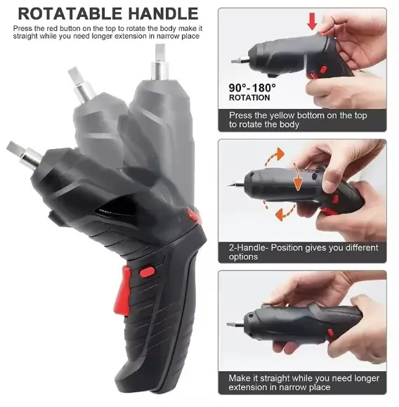 Portable Electric Screwdriver 47 in 1 Rotated 90 Degrees Rechargeable Screwdriver - Image 3