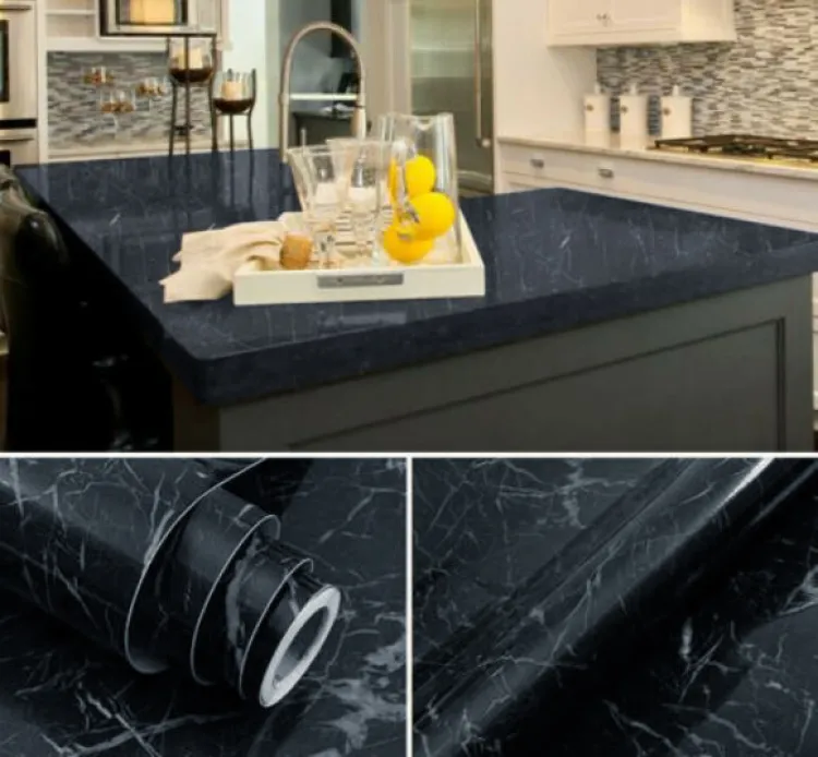Self Adhesive Marble Sheet for Kitchen / Waterproof Anti Oil & Heat Resistant Wallpaper Sheet (Random Color) - Image 2