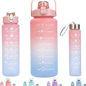 3 Pcs Gradient ABS Vacuum Water Bottles – 500ml Leak-Proof Travel Bottle Set