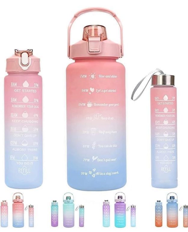 3 Pcs Gradient ABS Vacuum Water Bottles – 500ml Leak-Proof Travel Bottle Set