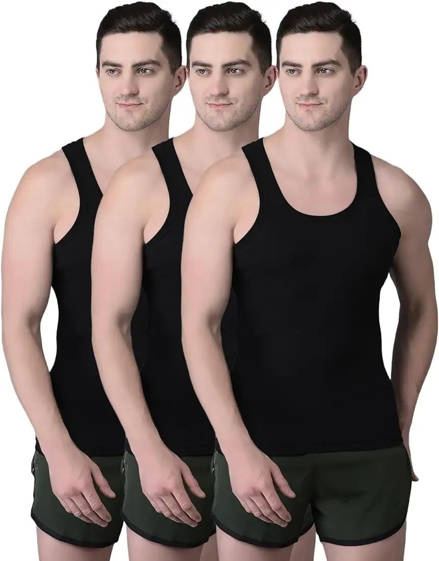 Pack of 3 Men's Cotton Banyan Vest Soft, Breathable & Comfortable Daily Wear Undershirts for Men