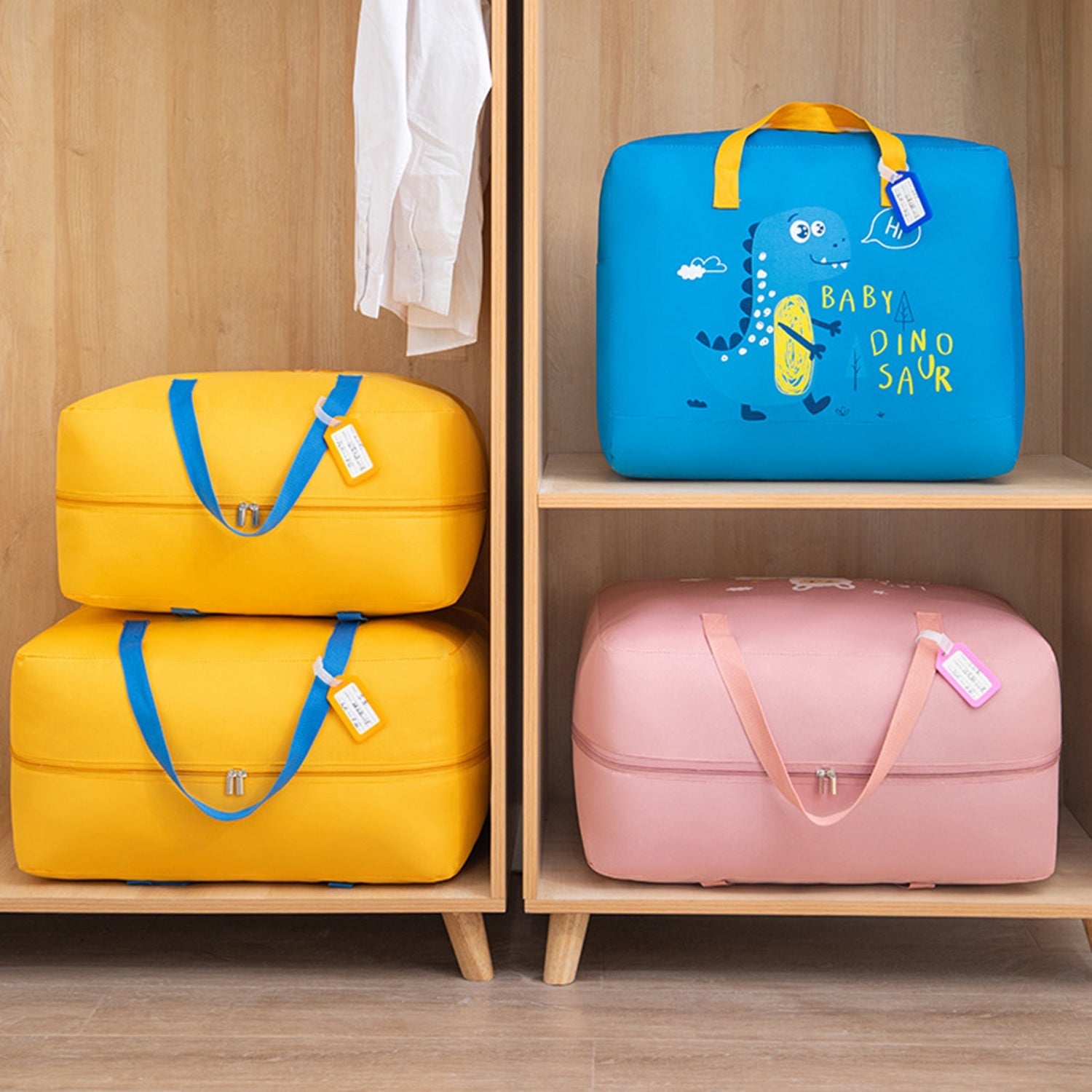 Adorable Baby Dinosaur-Themed Cloth Organizer and Storage Handbag Portable, Lightweight, and Multi-Functional Nursery Storage Solution for Baby Essentials, Toys, Diapers, and Clothes - Random Color - Image 2