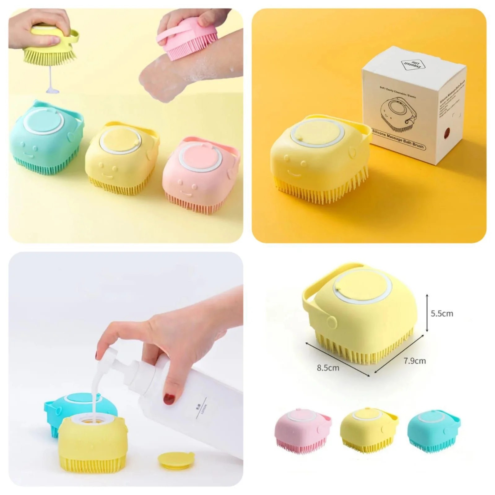 Silicone Bath Body Brush | Exfoliating Scrub with Soap Dispenser | Ultra Soft Shower Sponge & Massager | Random Colour - Image 3