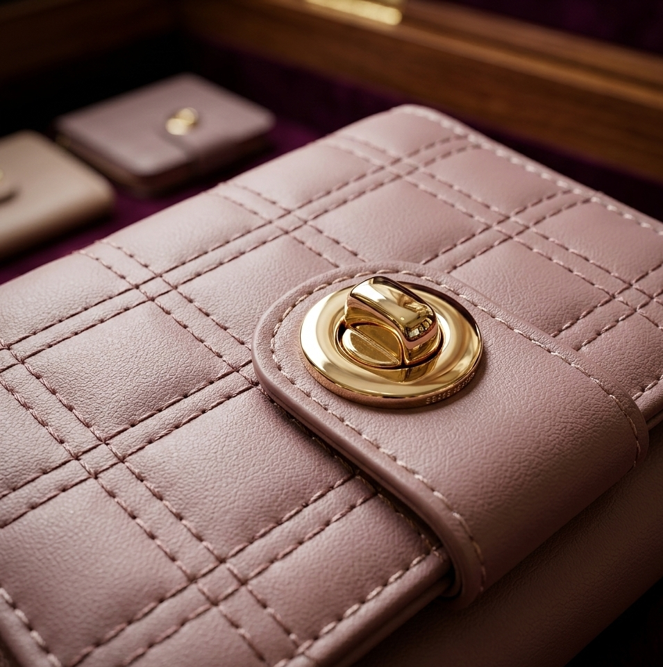 Stylish Compact Check Pattern PU Leather Wallet with Metal Button Closure - Image 3
