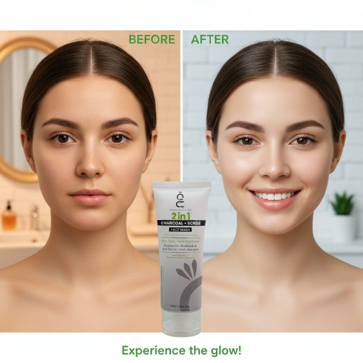 2 In 1 Charcoal + Scrub Face Wash 120ml | Deep Detox And Gentle Exfoliation | Removes Dirt, Blackheads, And Dead Skin For A Fresh, Clear, And Glowing Face - Image 2