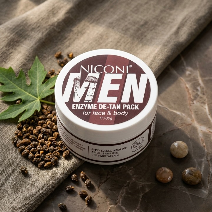 Niconi Men Enzyme De-Tan Pack for Face & Body | Deep Cleansing Tan Removal Formula | 300gram - Image 3