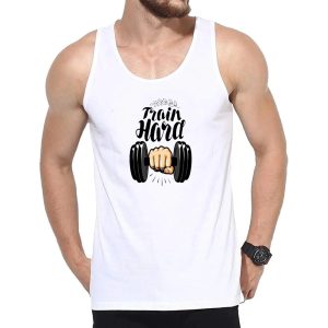 Mens Tank Top Gym Fitness Bodybuilding Workout Sleeveless Shirt [White]