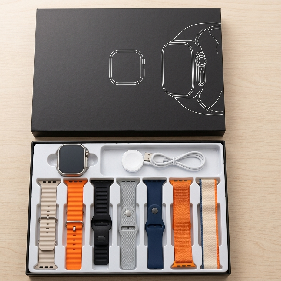 iMounra 2 BIG 2.01 Ultra Smartwatch Random Box | 7 in 1 Strap Multi-Color Bundle - Image 3