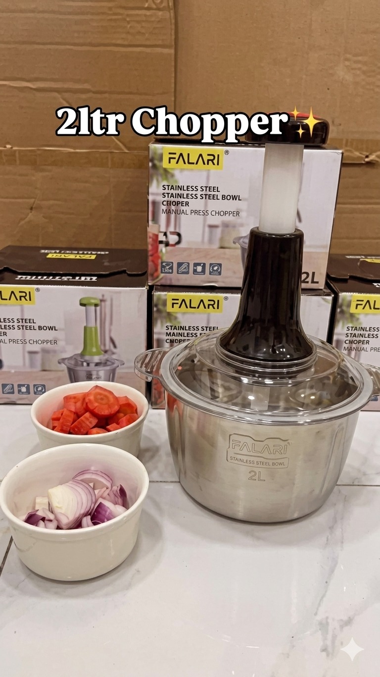 Large 2L Bowl Effortless Vegetable Chopper & Meat Mincer Manual Hand-Press Food Processor for Fruits, Herbs, Garlic, and Onions (Random Color) - Image 3