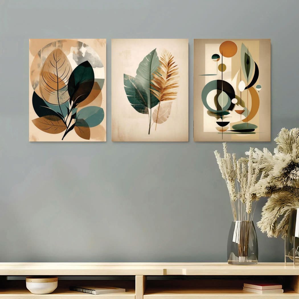 Set of 3 Premium Wall Art Photo Tiles Modern Home Decor Sets