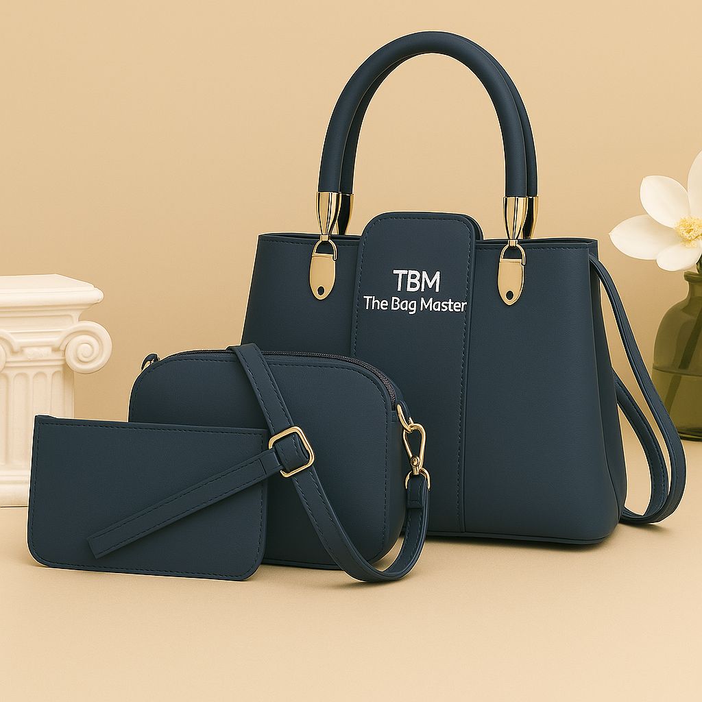 3 Pieces Ladies Handbag Elegant Design Premium Quality Smooth Finish Easy Carry - Image 4
