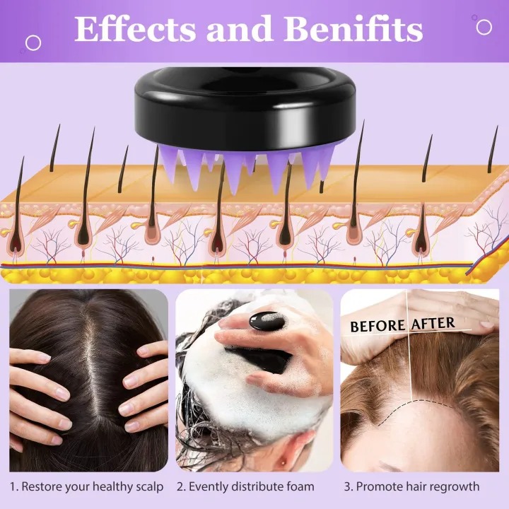1 Piece Scalp Massager Shampoo Brush Silicone Hair Scalp Scrubber for Deep Cleaning & Relaxing Massage (Multicolor, Pack of 1) - Image 2