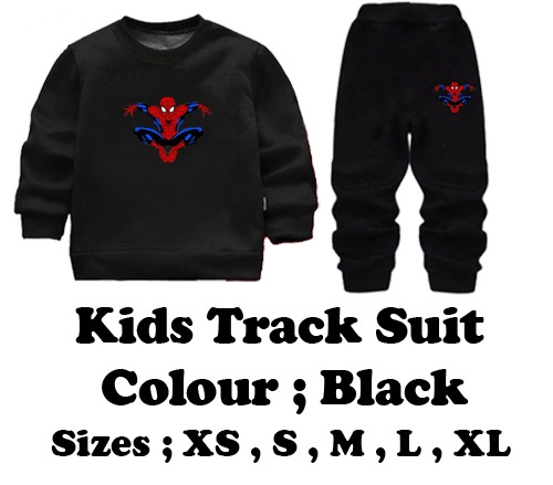 Kids Spider-Man Printed Black & Black Tracksuit Set - Image 4