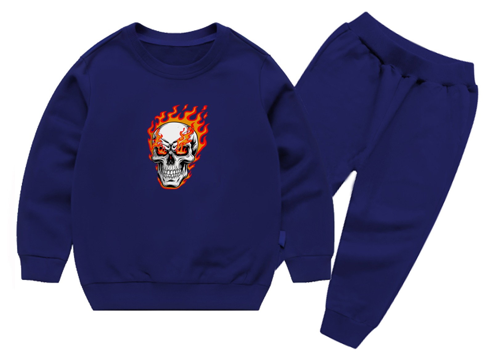 Kids Navy Blue Ghost Skull Printed Tracksuit Set | FOR BABY AND KIDS - Image 4