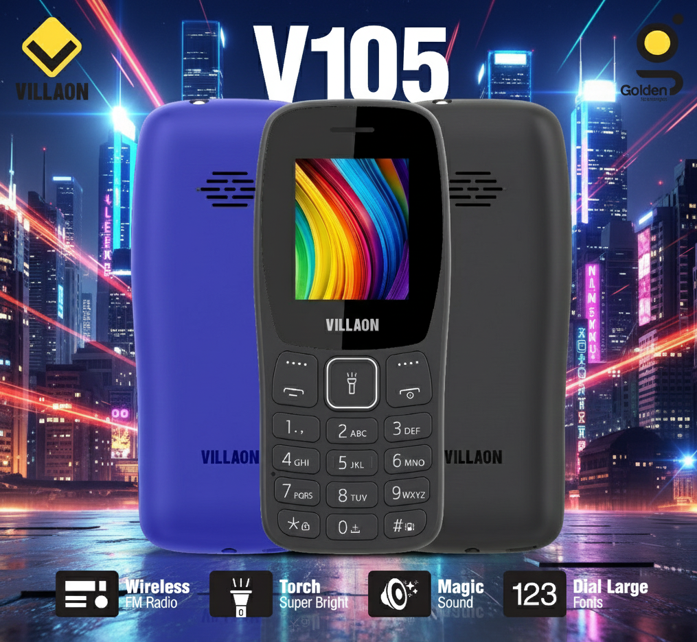 Villaon V105 Dual SIM Feature Phone Ultra-Bright Torch, Wireless FM Radio, and Large Font Display for Enhanced Accessibility - Image 3