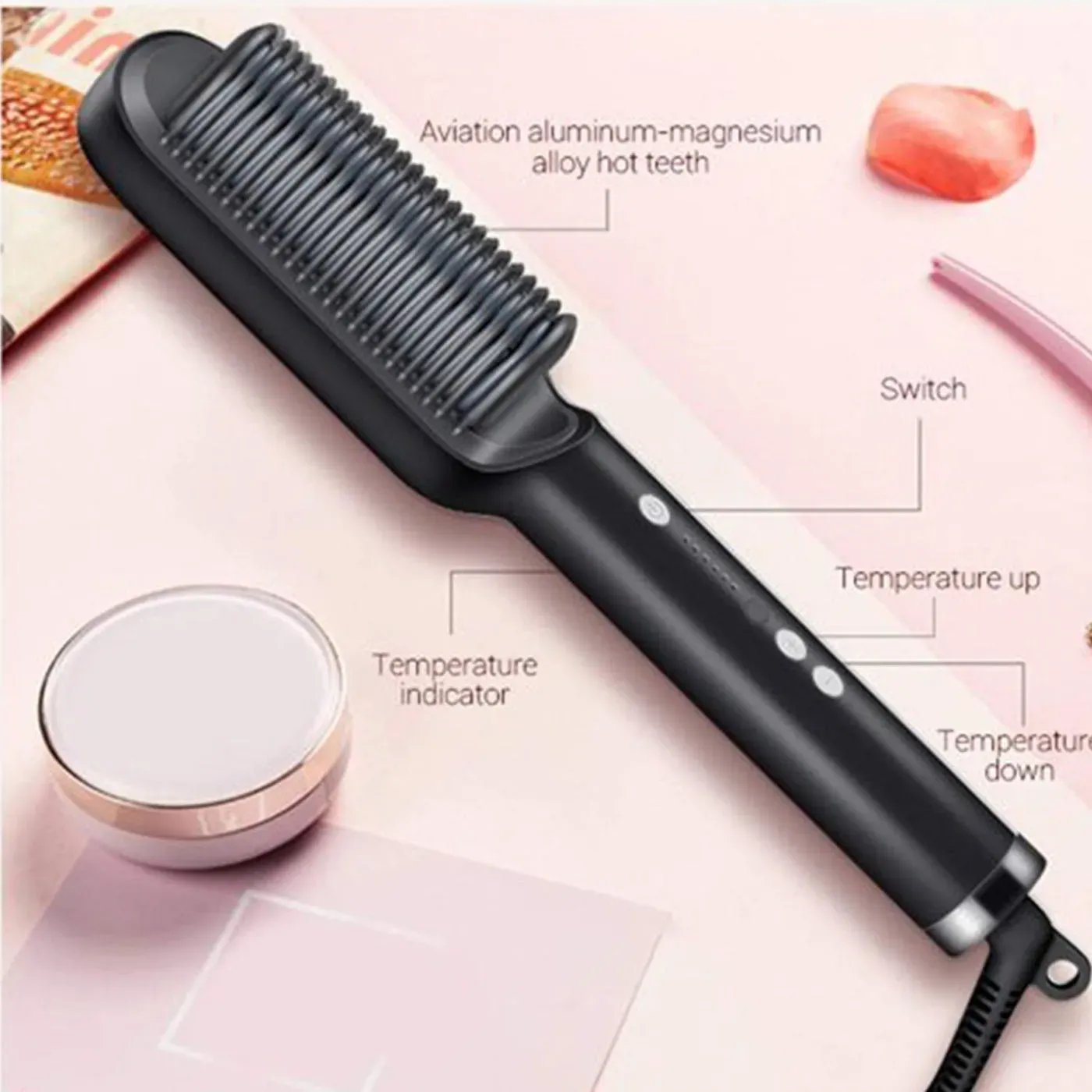 909 Hair Straightener Brush Fast Heating, Smooth Styling, And Easy-To-Use Design For Quick And Professional Hair Straightening (Random Colors) - Image 3