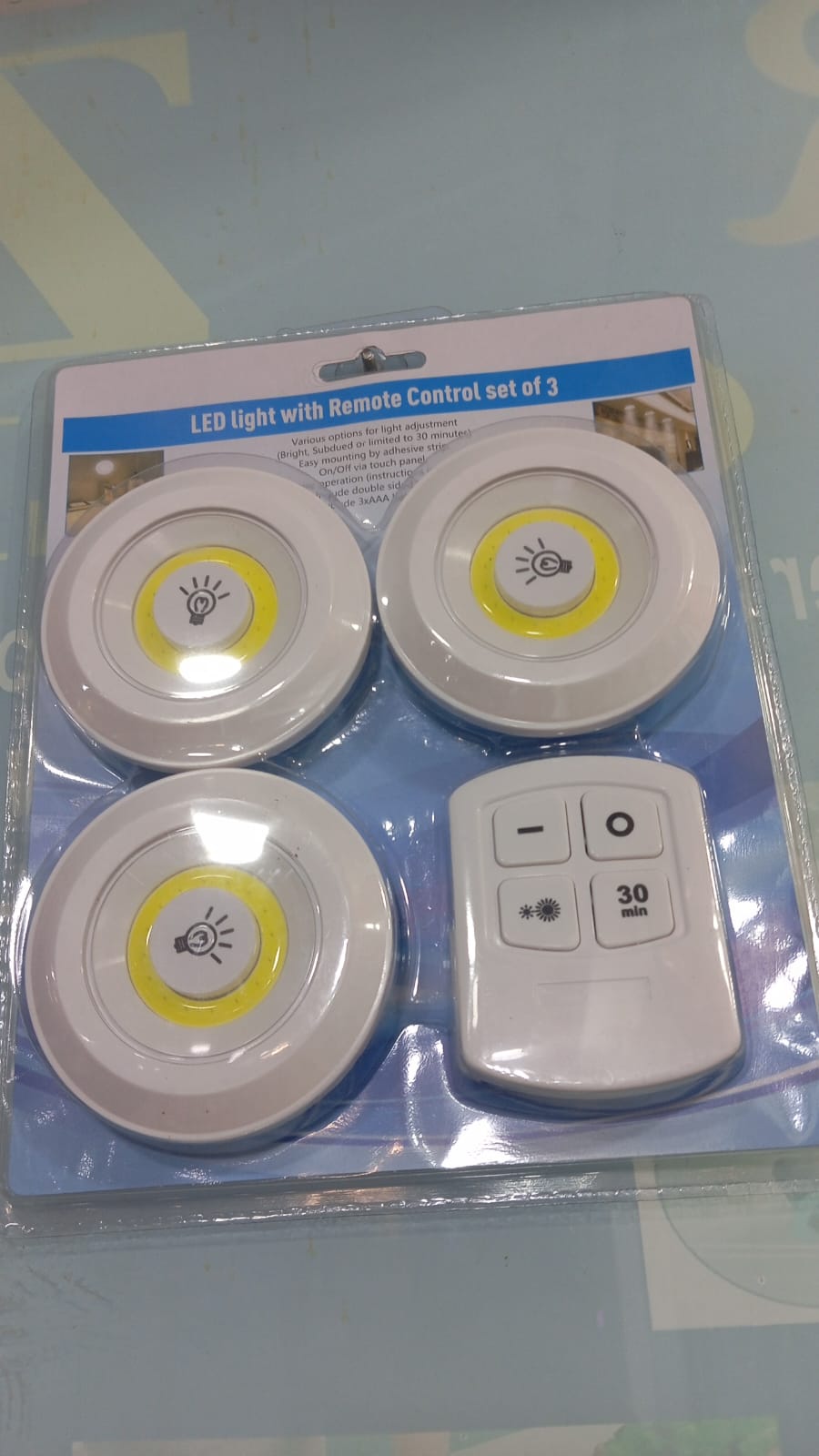 Pack of 3 LED Remote Control Lights – Tap Lights with Self Adhesive for Cabinet, Wardrobe & Kitchen - Image 5