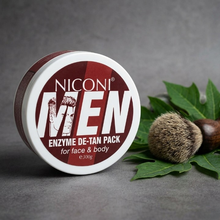 Niconi Men Enzyme De-Tan Pack for Face & Body | Deep Cleansing Tan Removal Formula | 300gram - Image 2