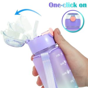 3 Pack Water Bottles With 2l Large Bottle 700mlportable Bottle And 300ml Mini Bottle Motivational (random Color) - Image 2