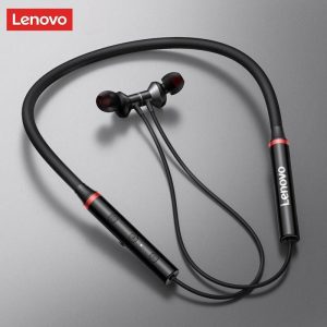 Lenovo Premium Bluetooth Neckband Model 05  Super Bass Wireless Earphones with Clear Voice & Fast Charging (Black)