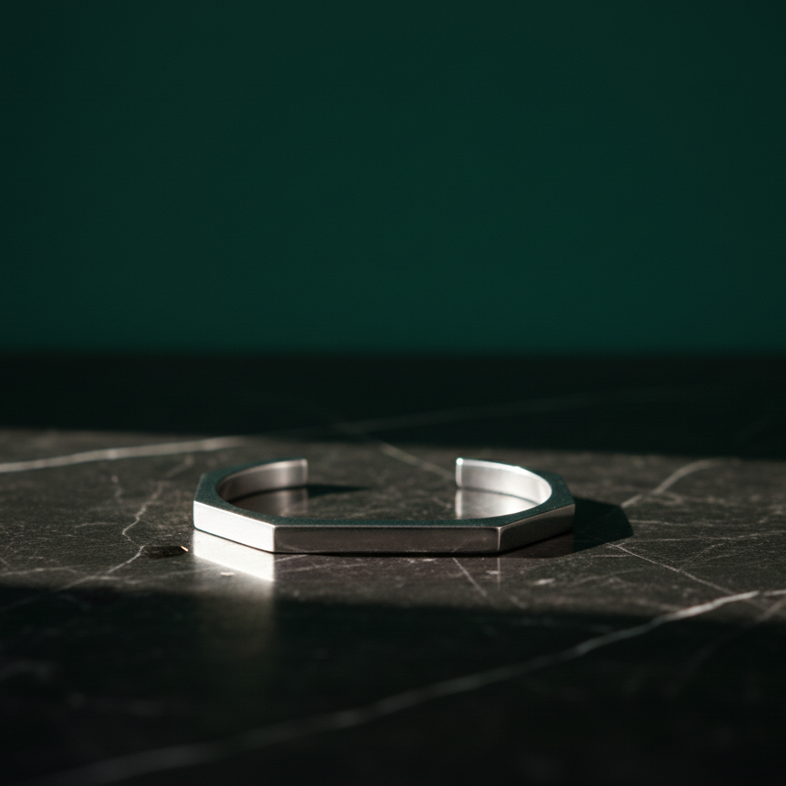 The Heptagon Eclipse: Handcrafted Geometric Titanium Cuff - Image 3