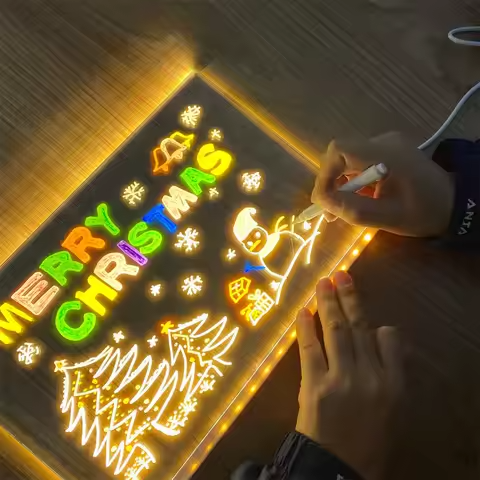 Colorful LED Writing Board Acrylic Message Board With USB Erasable Lights | 6x6 Inches - Image 5