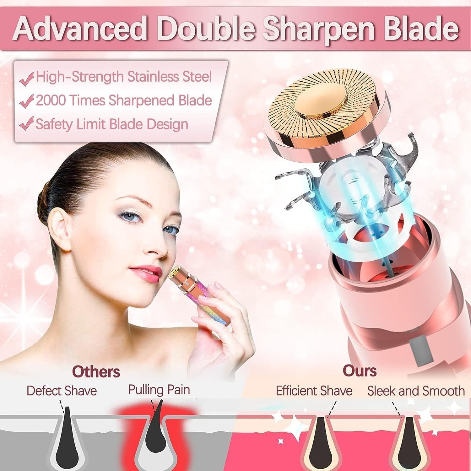 Portable Precision Electric Eyebrow Trimmer with Built-in LED Light Compact & Travel-Friendly Grooming Tool - Image 3