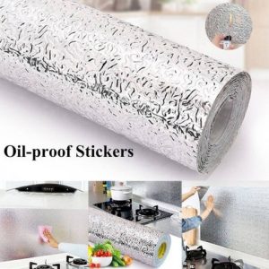 Silver Foil Kitchen Waterproof & Oil Proof Self-Adhesive Sticker Roll  Aluminum Heat Resistant Wallpaper for Stove, Cabinets & Walls (60×200cm)