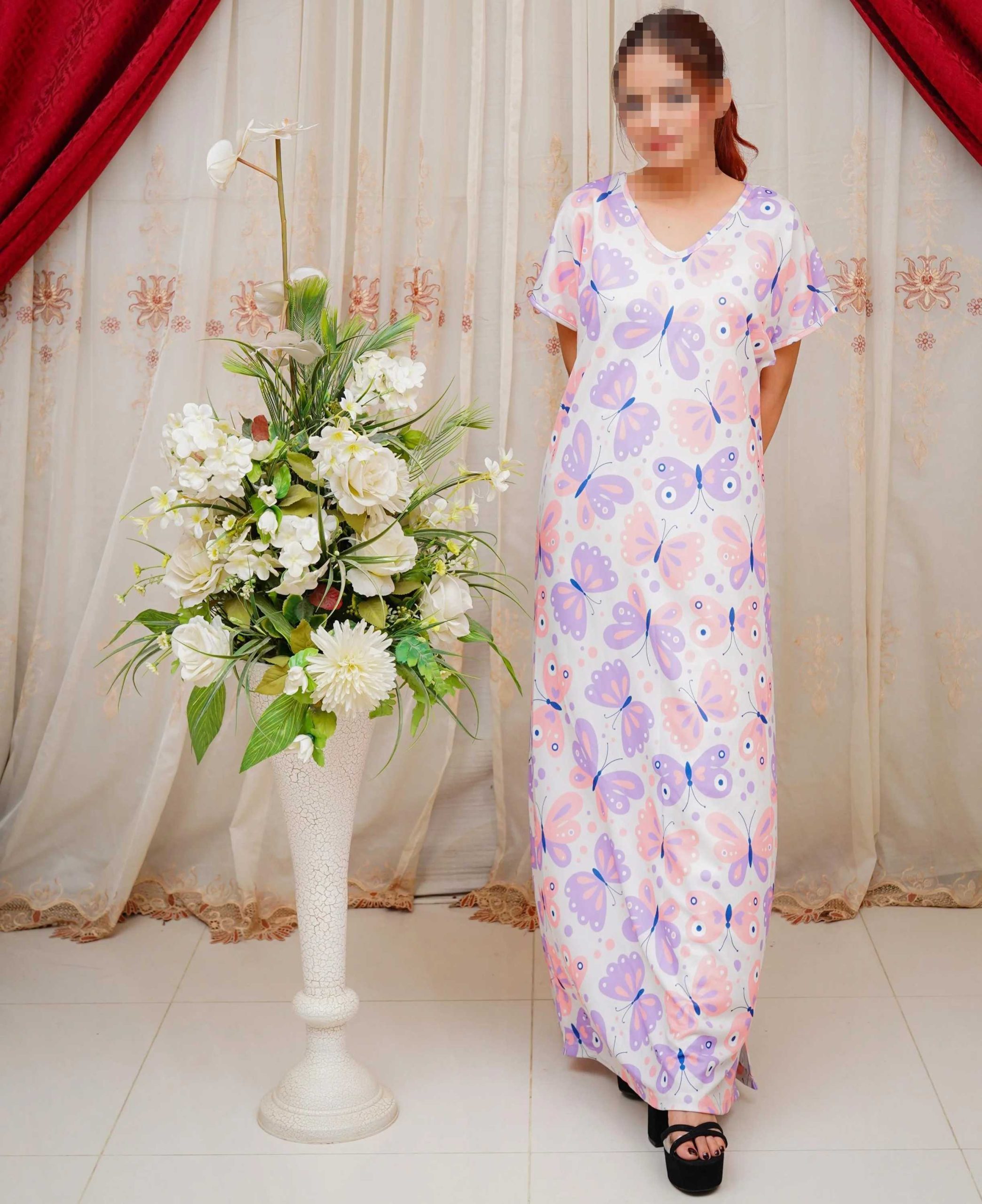 Bliss Beam 3 Piece Imported Jersey Interlock Printed Nighty Panty And Poni Set Free Size For Women - Image 2