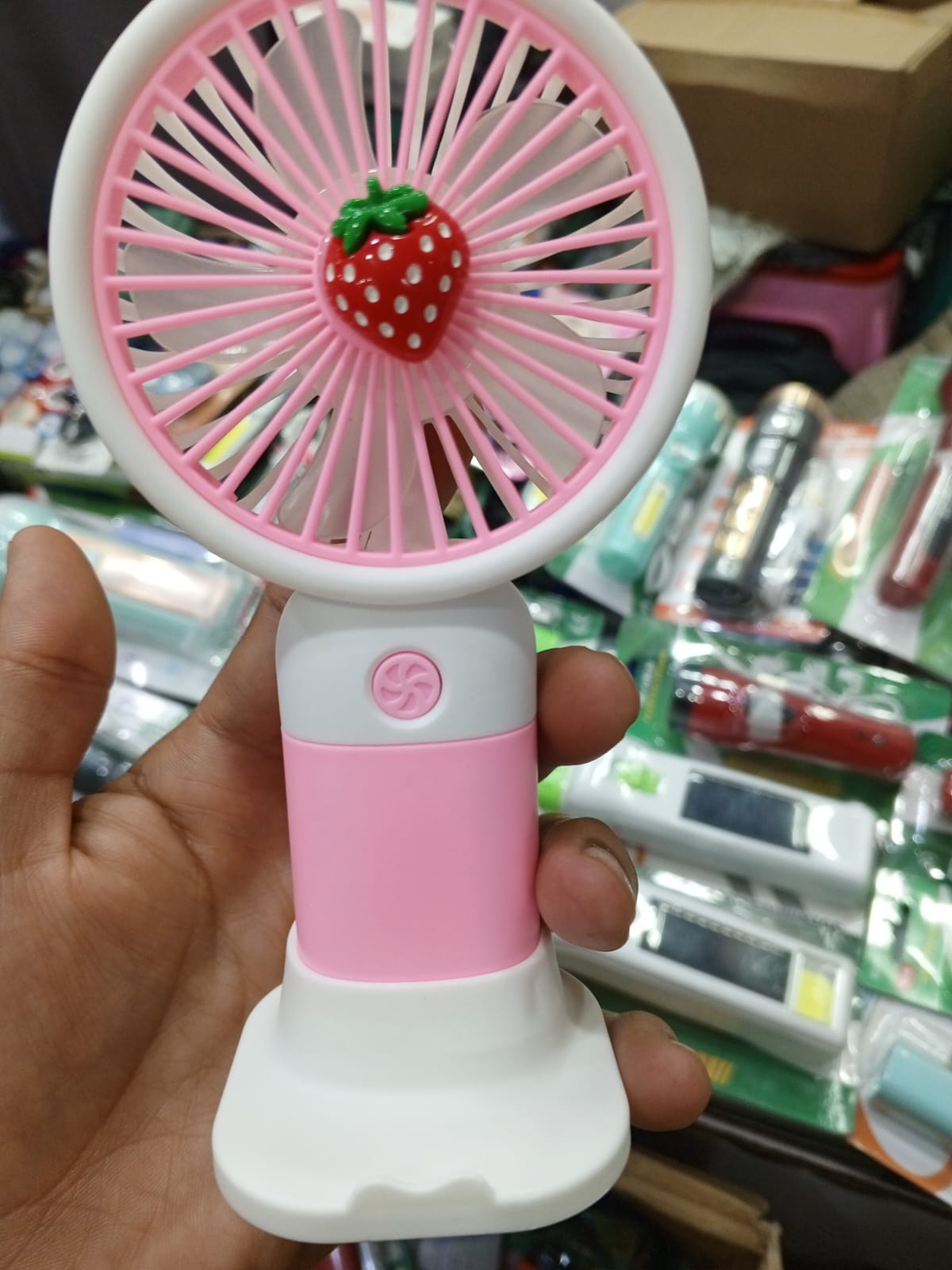 Rechargeable Mini Handy Fruit Character Fan Portable USB Cooling Fan Cute Design Handheld Fan for Kids and Travel - With Cable (Random Color) - Image 3