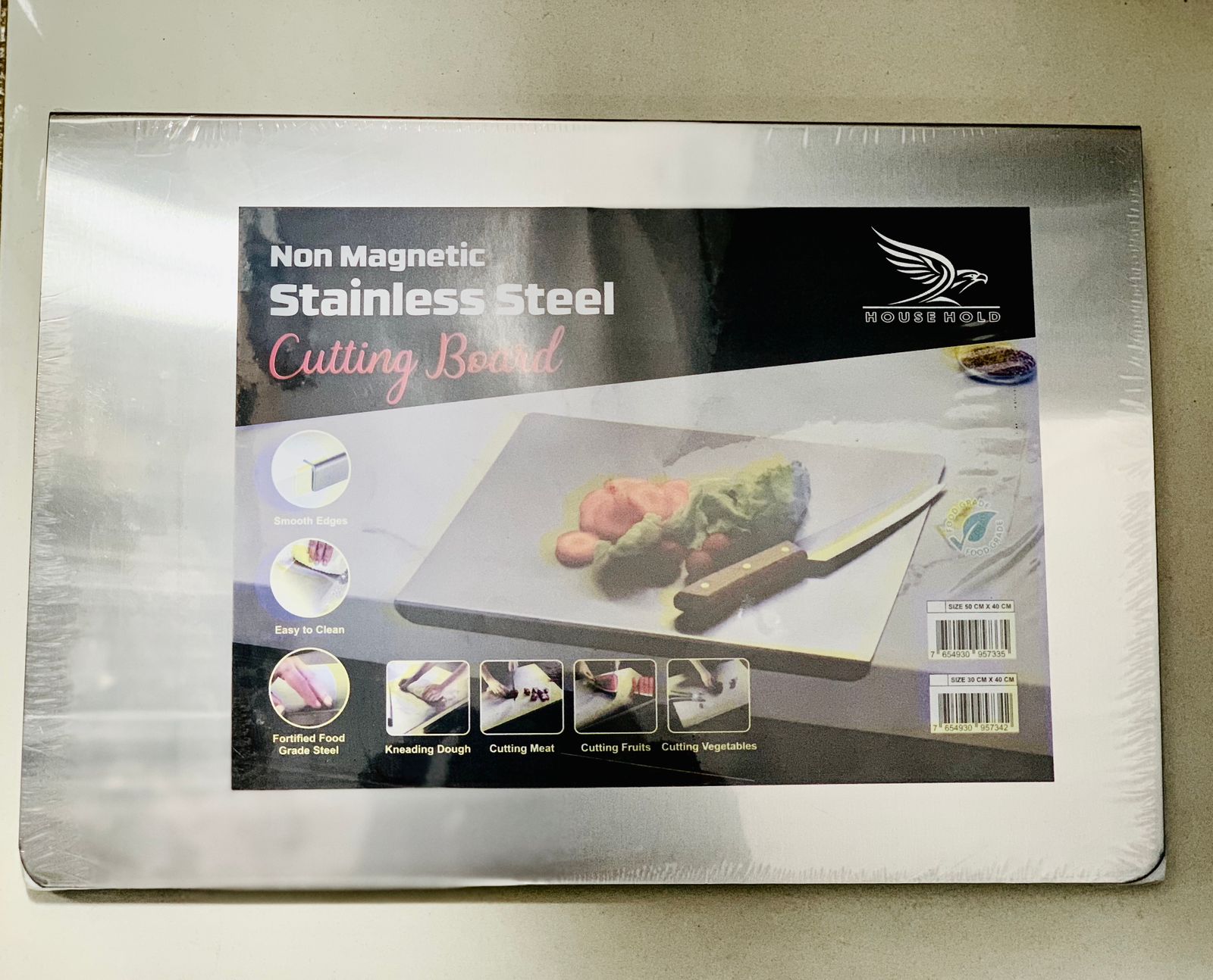 Marble Cutting Board Slab with Pure Stainless Steel Fitting Non-Magnetic | 30 x 40 cm - Image 3