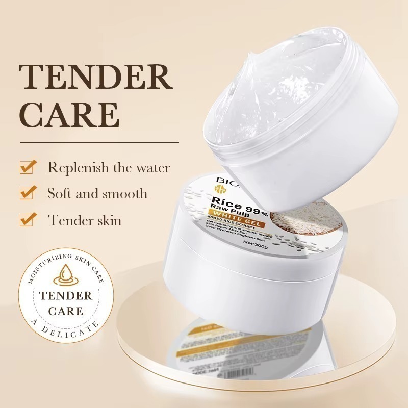 BIOAQUA pimples removing pores skin hydrating softening brightening rice raw pulp white gel after sun repairing gel - Image 2