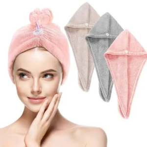 Hair Drying Towel Cap Quick Dry, Soft & Absorbent Turban Wrap for Women | Anti-Frizz Hair Wrap Towel for Bathroom & Salon Use