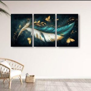 Set of 3 Leaf Art Wooden Frames Wall Decoration (8x11 Inches Each)