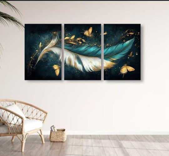 Set of 3 Leaf Art Wooden Frames Wall Decoration (8x11 Inches Each)
