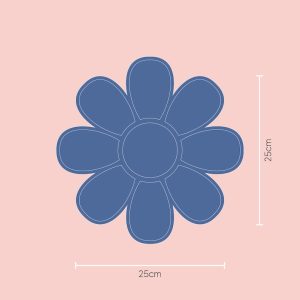 Acrylic Mirror Flower Wall Decoration Shatterproof Silver Mirror & Wood 3D Wall Art Sticker Decal for Kids Room (25 x 25 cm)