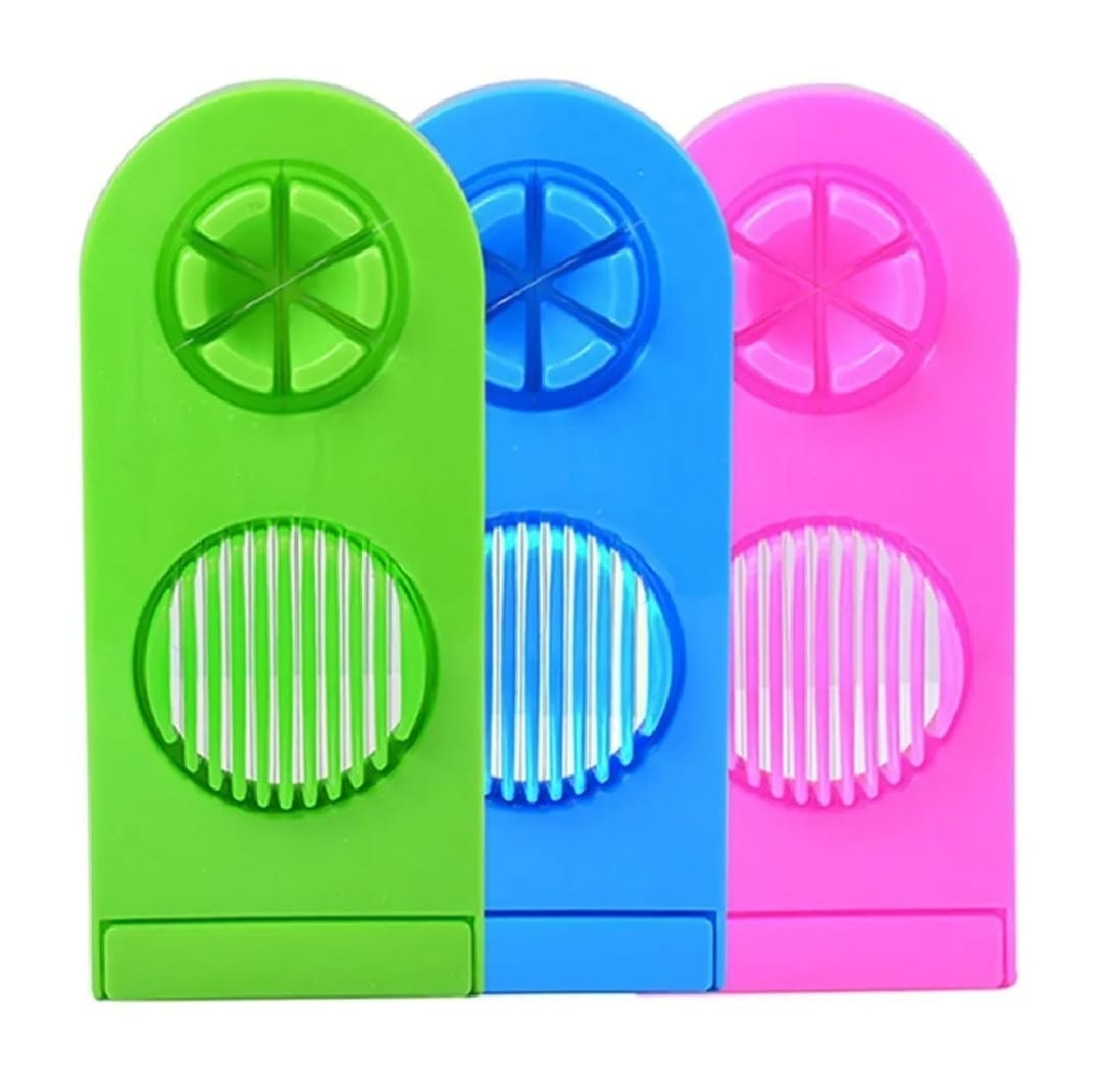 2-in-1 Egg Cutter & Slicer Boiled Egg Slicing Machine with Stainless Steel Cutting Wires, Kitchen Cooking Tool | Random Color - Image 5