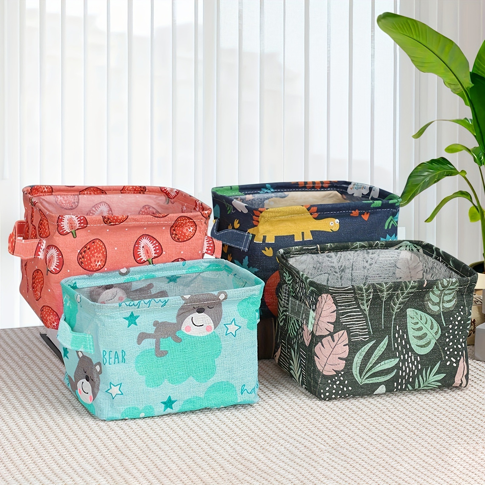Foldable Desktop Storage Basket | Waterproof Cotton Linen Organizer - Image 5