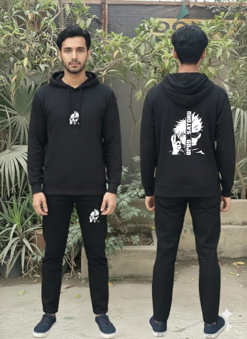 Urban Streetwear Tracksuit Mens Heavyweight Black Graphic Hoodie - Image 4