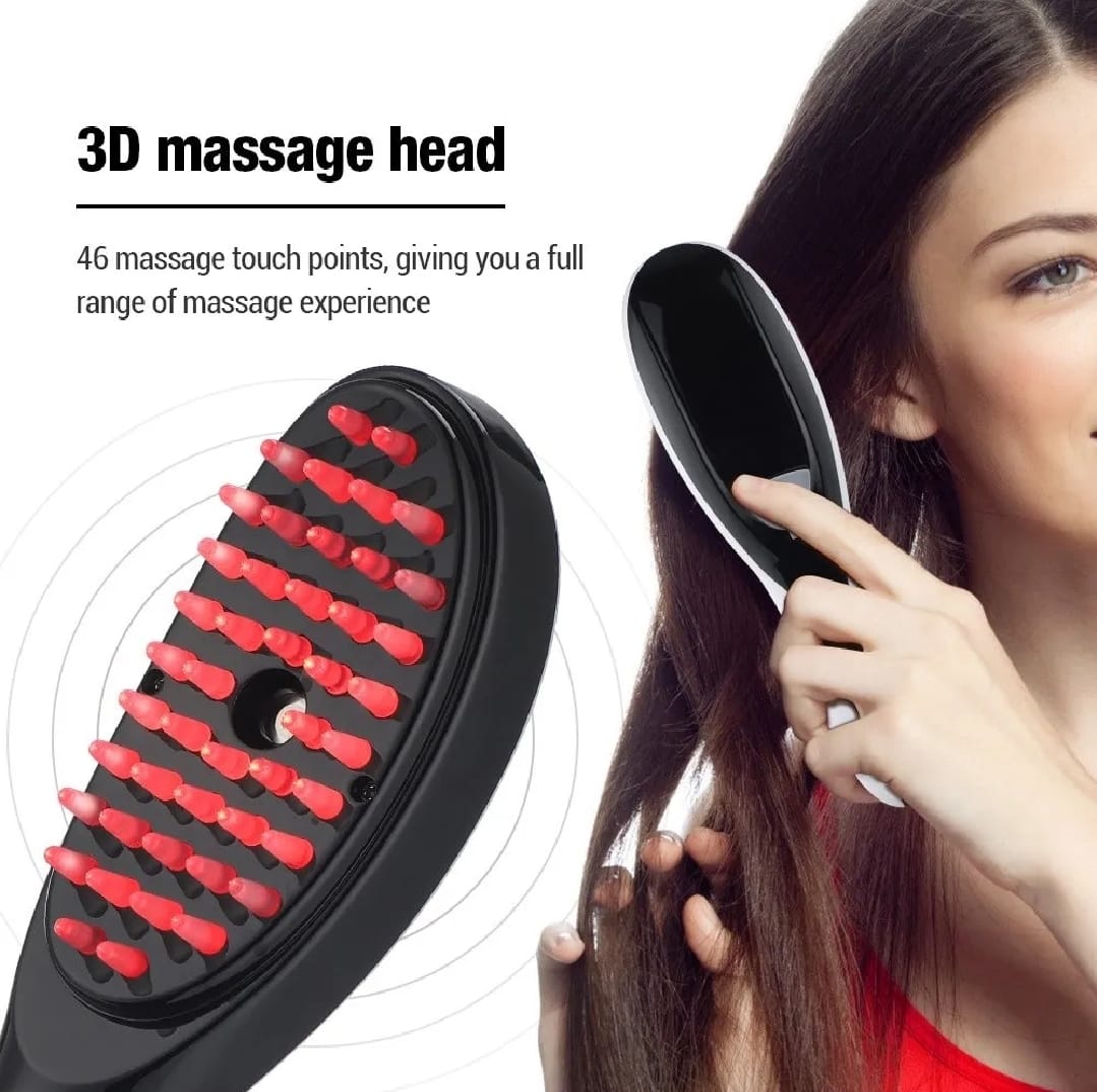 Rechargeable Electric Hair Growth Comb with Steam Spray & Red/Blue LED Therapy Scalp Massage Anti Hair Fall Brush with 3 Vibration Modes