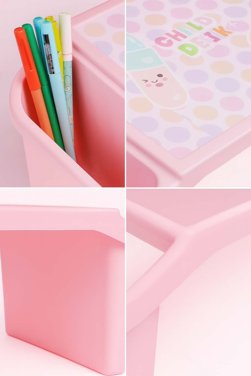 Kids Portable Study Table Multifunctional Plastic Desk with Side Storage (Random Color) - Image 3