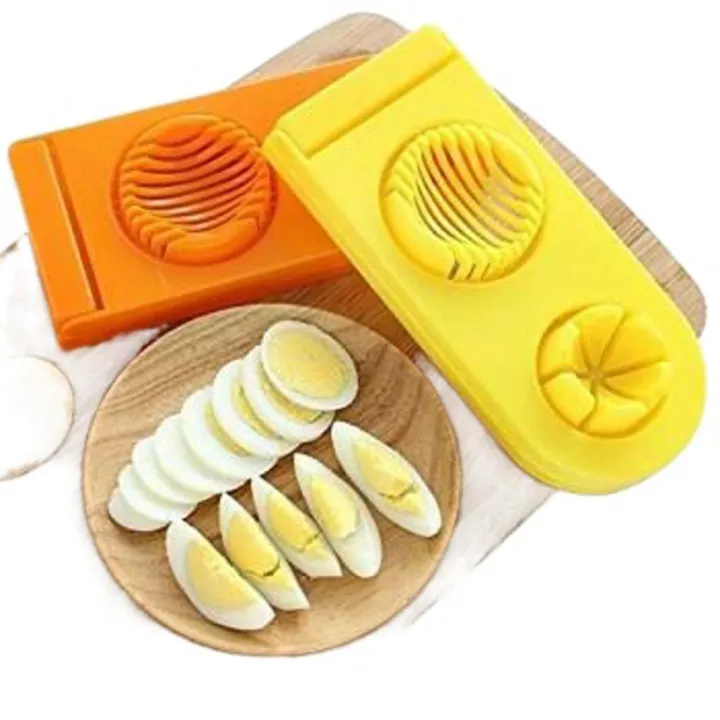 2-in-1 Egg Cutter & Slicer Boiled Egg Slicing Machine with Stainless Steel Cutting Wires, Kitchen Cooking Tool | Random Color - Image 4