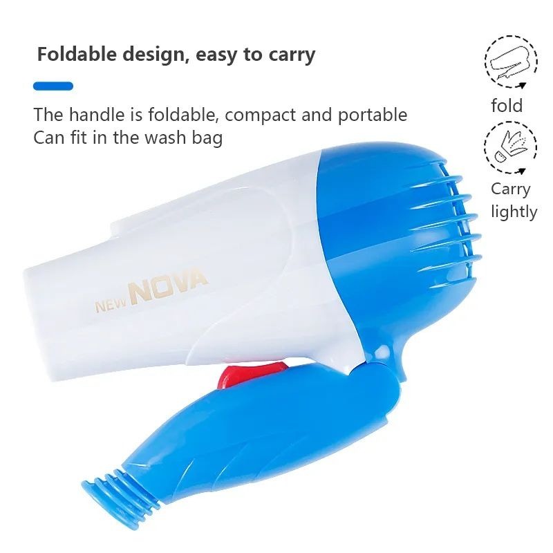 Nova Professional Mini Foldable Hair Dryer Compact Travel-Friendly Hair Dryer with Folding Handle for Girls - Image 4