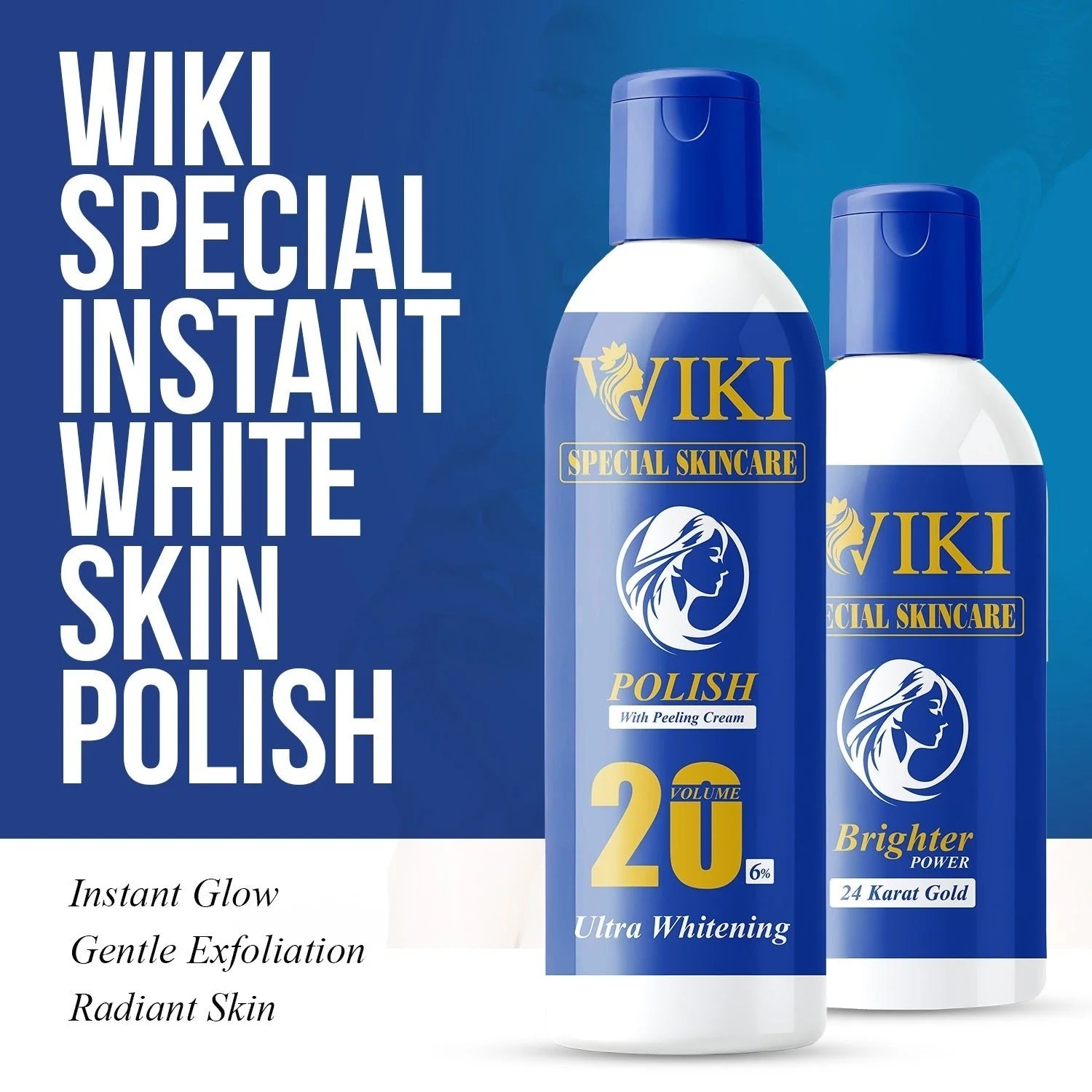 WIKI Special Skin Care Polish With Peeling Cream 200ml & 24K Gold Brighter Powder 100ml Ultra Whitening Formula